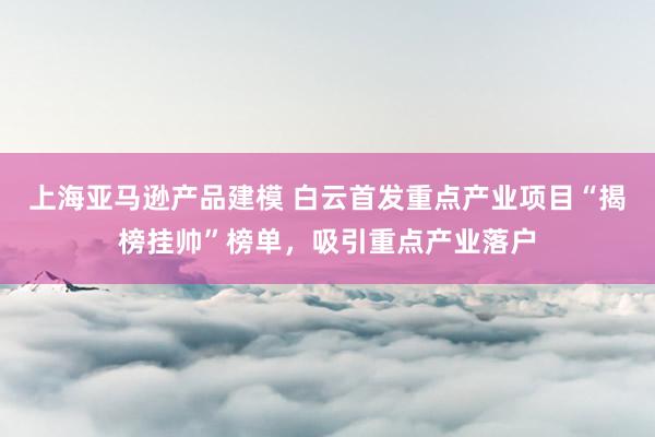 上海亚马逊产品建模 白云首发重点产业项目“揭榜挂帅”榜单，吸引重点产业落户