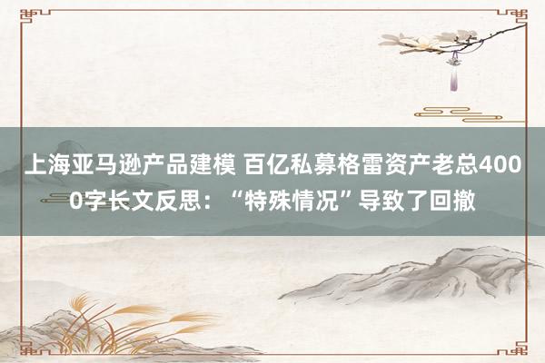 上海亚马逊产品建模 百亿私募格雷资产老总4000字长文反思：“特殊情况”导致了回撤